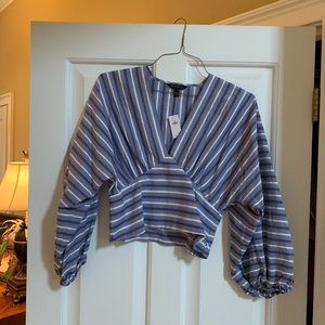 NWT Banana  Republic Striped Fitted Top Sz6 Blue Stripe